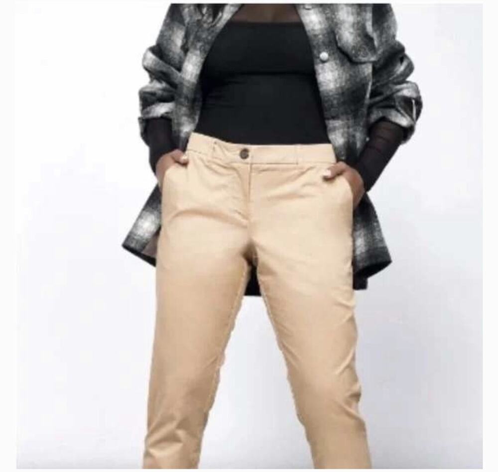 NEW Wildfang The Essential Trouser Camel Khaki Size 8 Tapered Rolled Hem NWT